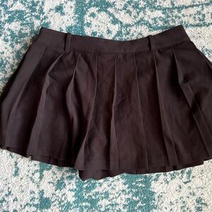Brown Pleated Mini Skort